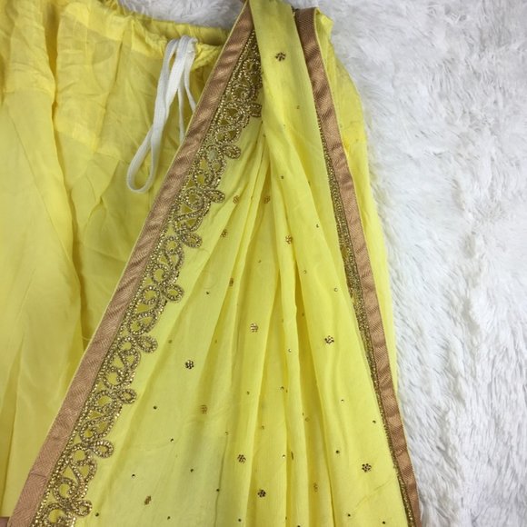 Pakistani Indian Yellow Designer Shalwar Kameez Handmade 3 Piece Set Women's XXL - Picture 10 of 10